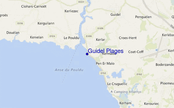mapa de ubicación de Guidel Plages
