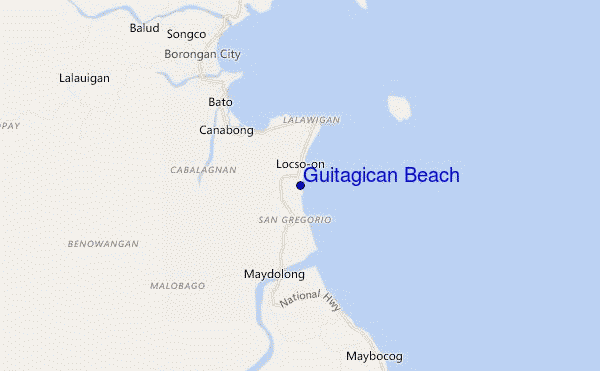 mapa de ubicación de Guitagican Beach