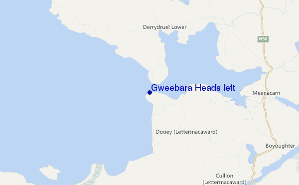 mapa de ubicación de Gweebara Heads left