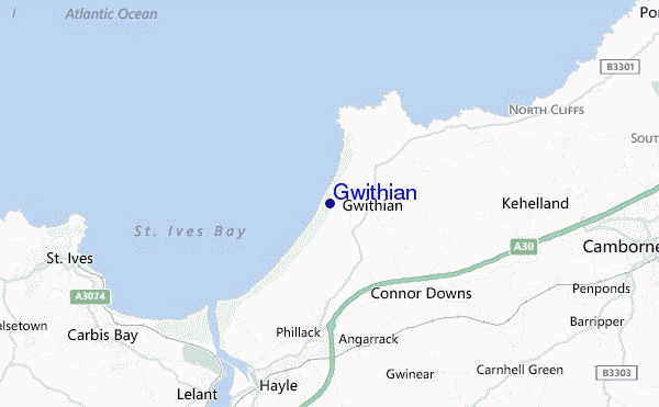 mapa de ubicación de Gwithian