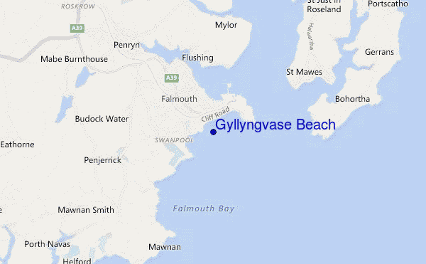 mapa de ubicación de Gyllyngvase Beach