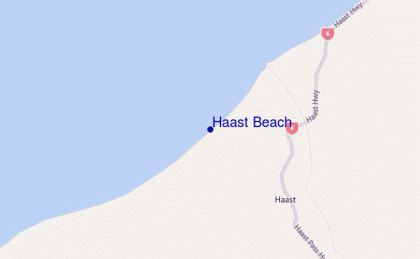 mapa de ubicación de Haast Beach