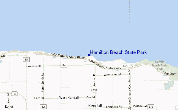 mapa de ubicación de Hamilton Beach State Park