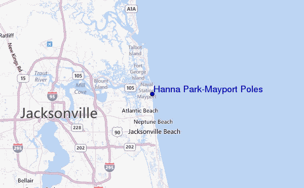 Hanna Park/Mayport Poles Location Map