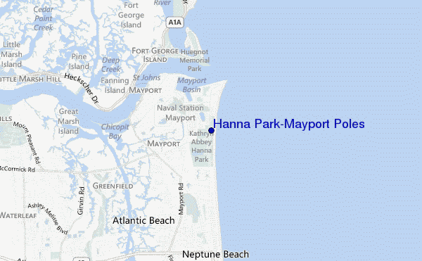 mapa de ubicación de Hanna Park/Mayport Poles