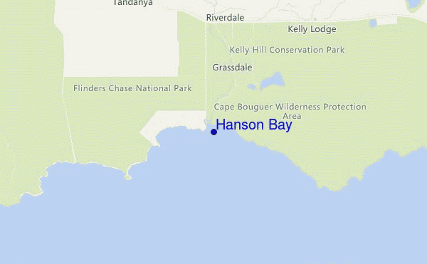 mapa de ubicación de Hanson Bay