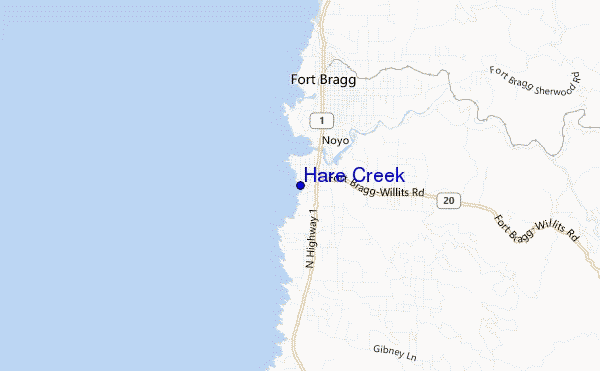 mapa de ubicación de Hare Creek