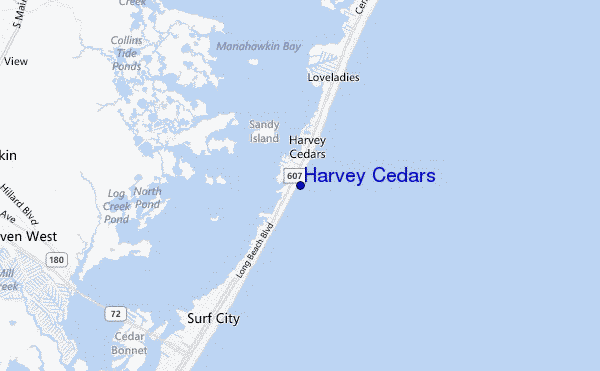 mapa de ubicación de Harvey Cedars