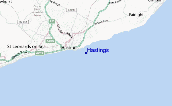mapa de ubicación de Hastings
