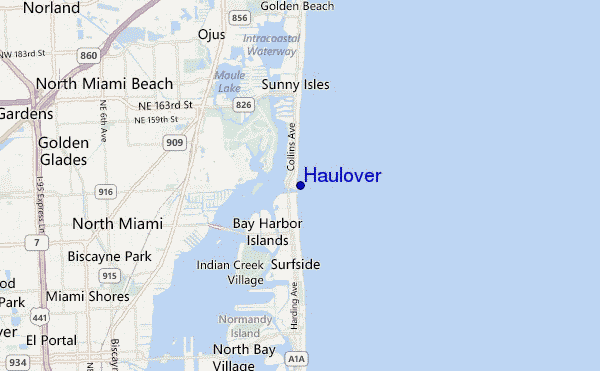 mapa de ubicación de Haulover