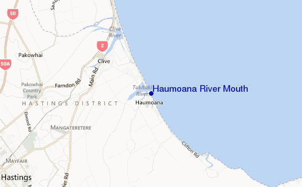 mapa de ubicación de Haumoana River Mouth
