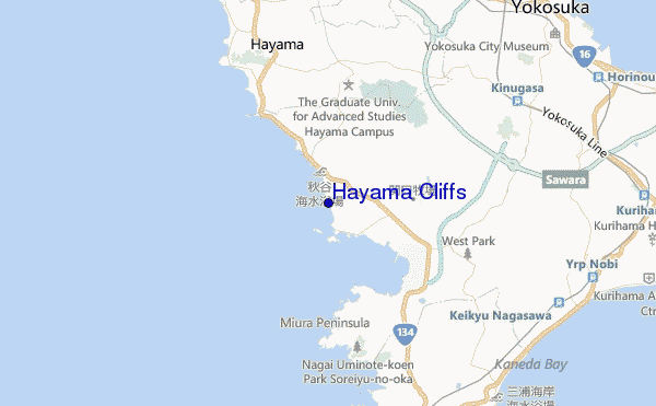 mapa de ubicación de Hayama Cliffs