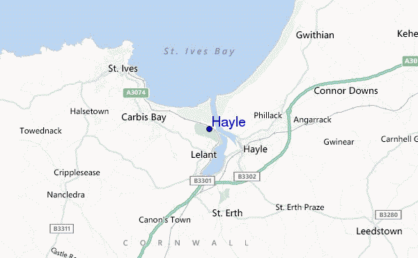 mapa de ubicación de Hayle