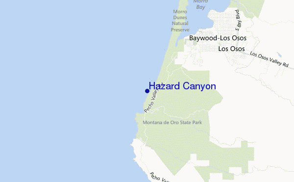 mapa de ubicación de Hazard Canyon