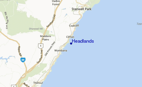 mapa de ubicación de Headlands