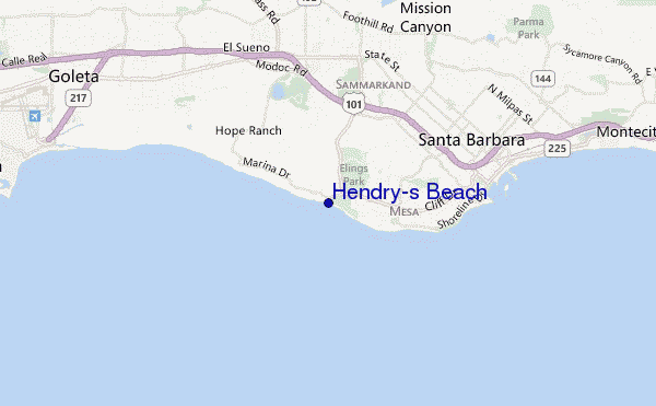 mapa de ubicación de Hendry's Beach