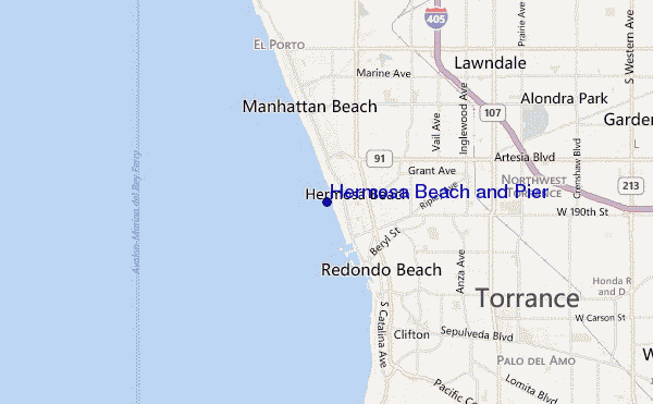 mapa de ubicación de Hermosa Beach and Pier
