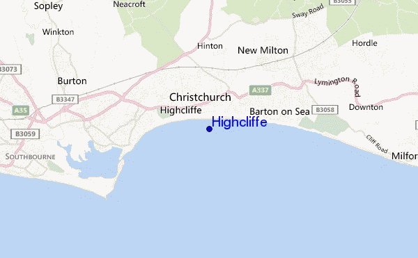 mapa de ubicación de Highcliffe