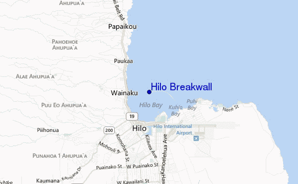 mapa de ubicación de Hilo Breakwall
