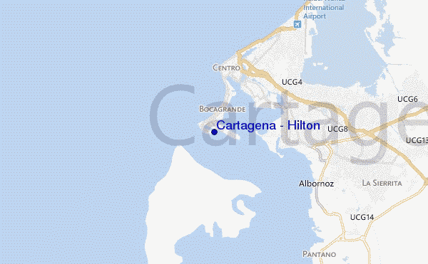 mapa de ubicación de Cartagena - Hilton