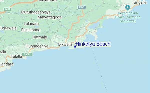 mapa de ubicación de Hiriketya Beach