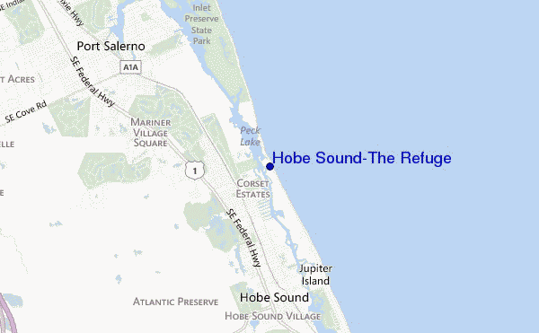 mapa de ubicación de Hobe Sound/The Refuge