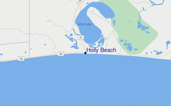 mapa de ubicación de Holly Beach