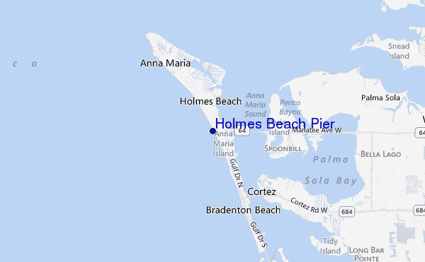 mapa de ubicación de Holmes Beach Pier