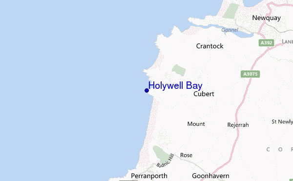 mapa de ubicación de Holywell Bay