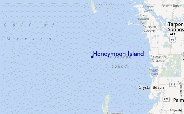mapa de ubicación de Honeymoon Island