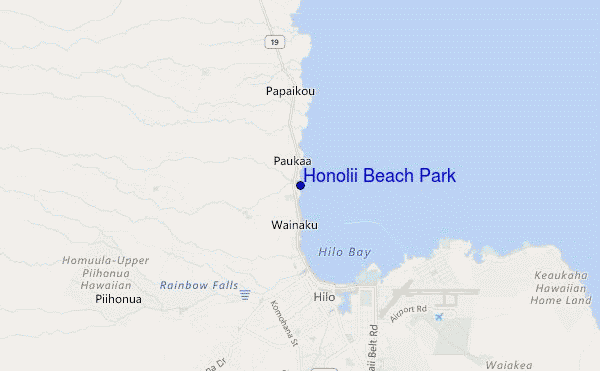 mapa de ubicación de Honolii Beach Park