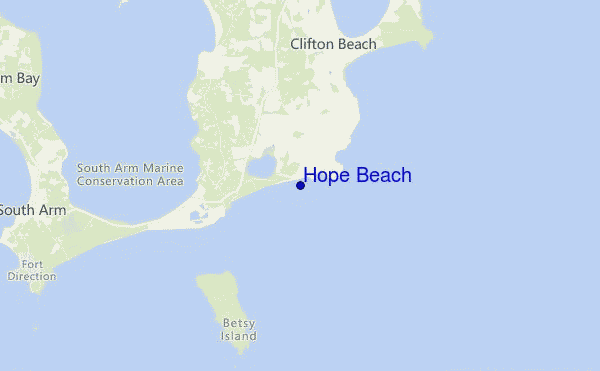 mapa de ubicación de Hope Beach