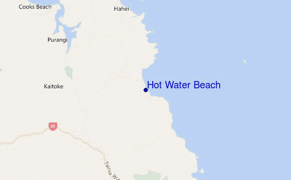 mapa de ubicación de Hot Water Beach