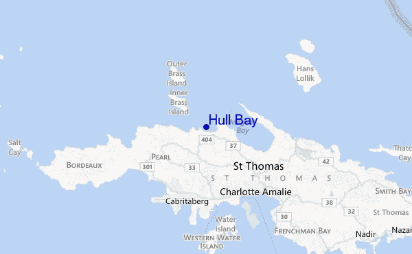 mapa de ubicación de Hull Bay