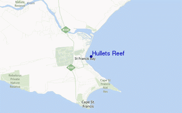 mapa de ubicación de Hullets Reef