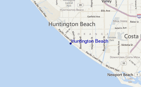 mapa de ubicación de Huntington Beach