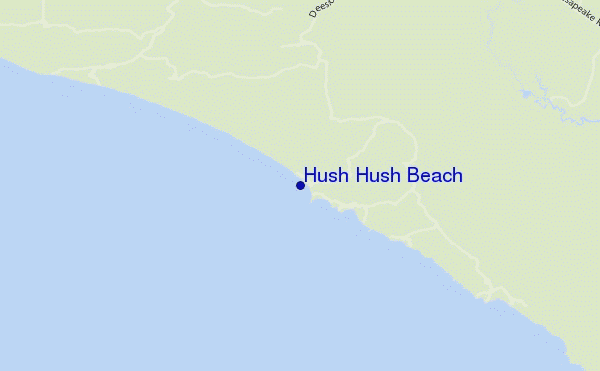 mapa de ubicación de Hush Hush Beach