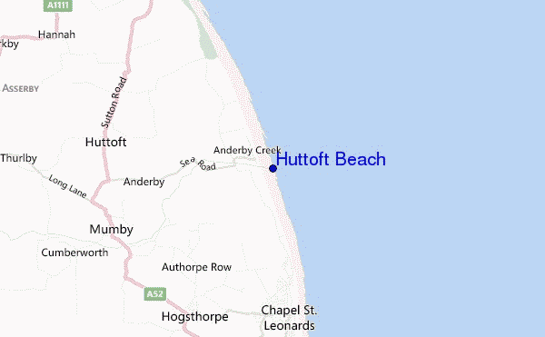 mapa de ubicación de Huttoft Beach