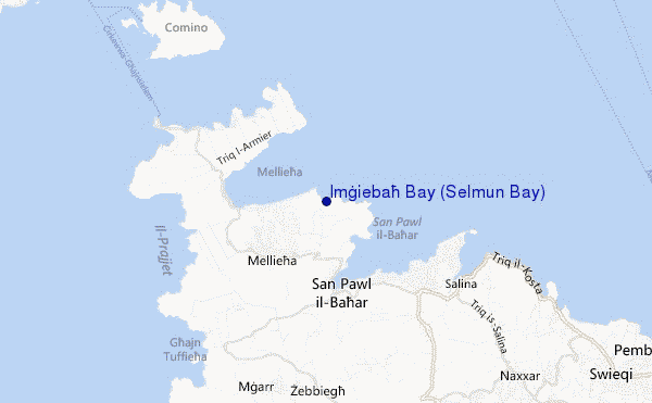 mapa de ubicación de Imġiebaħ Bay (Selmun Bay)
