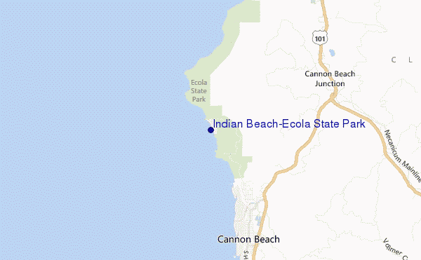 mapa de ubicación de Indian Beach/Ecola State Park