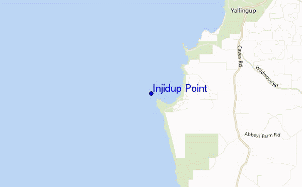 mapa de ubicación de Injidup Point