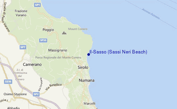 mapa de ubicación de Il-Sasso (Sassi Neri Beach)