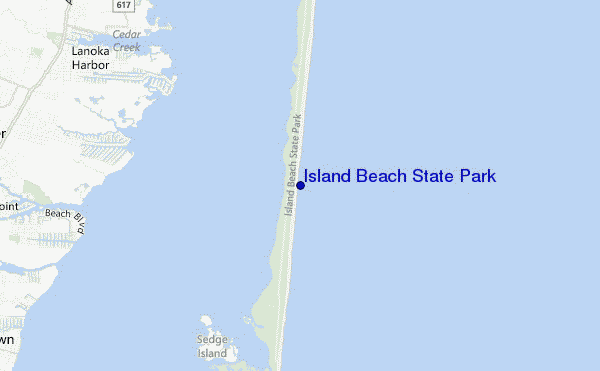 mapa de ubicación de Island Beach State Park