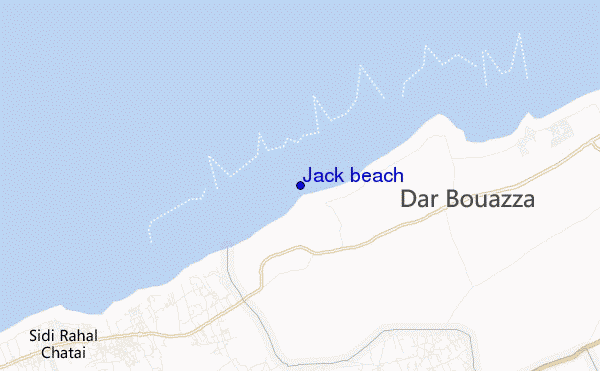 mapa de ubicación de Jack beach