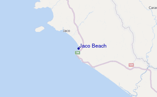 mapa de ubicación de Jaco Beach