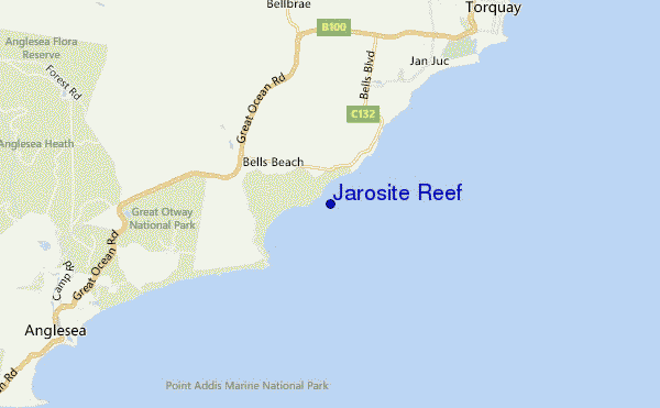 mapa de ubicación de Jarosite Reef