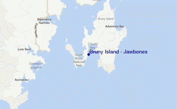 Bruny Island - Jawbones Location Map