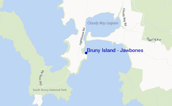 mapa de ubicación de Bruny Island - Jawbones