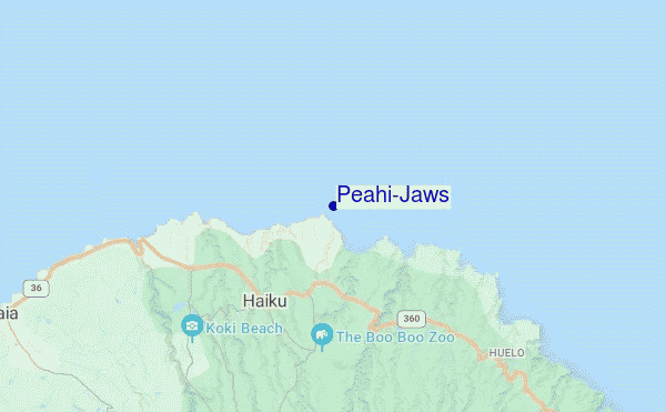 mapa de ubicación de Peahi/Jaws