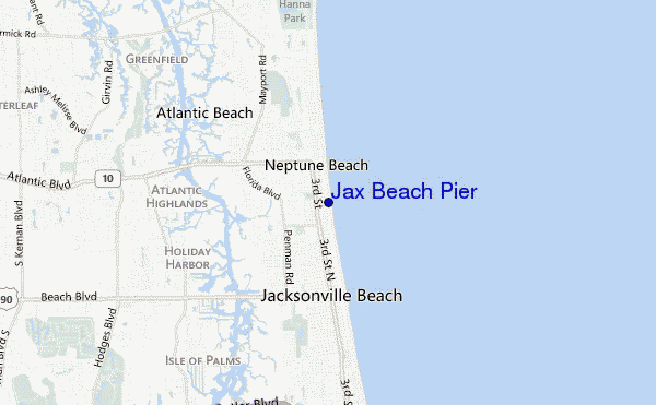 mapa de ubicación de Jax Beach Pier